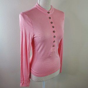 Abela Story + Co Womens Pink What A feeling Long Sleeve Henley
